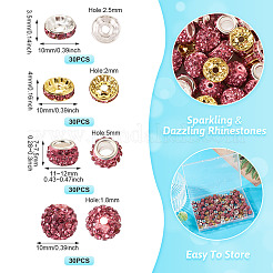 120 шт. 4 стиля плоские круглые железные бусины-разделители со стразами&nbsp;FIND-TA0005-68