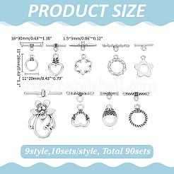 90 комплект 9-х видов застежек-тогл в тибетском стиле&nbsp;FIND-WR0011-86AS