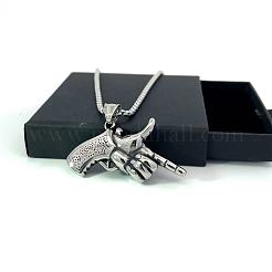 Мужские кулоны-пистолеты из нержавеющей стали в стиле хип-хоп для ночных клубов и повседневной носки IK4273