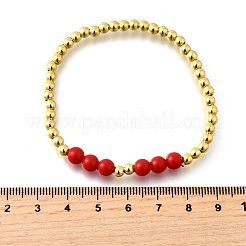 Абс имитация жемчуга круглые бусины эластичные браслеты для женщин BJEW-D317-12B-G