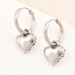Серьги-кольца в форме сердца из хирургической нержавеющей стали 316 EJEW-C160-17