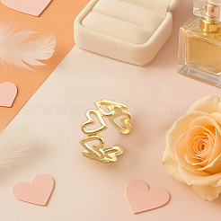 2 шт. 2 цвета регулируемые полые манжеты-кольца в форме сердца из нержавеющей стали 304 для женщин RJEW-HY0001-09