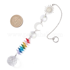 Стеклянные круглые и восьмиугольные бусины подвесные ловцы солнца&nbsp;HJEW-JM04602-02