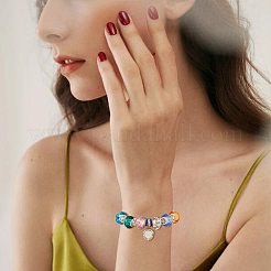 72шт 12 цвета стеклянные европейские бусины ручной работы GLAA-DC0001-55