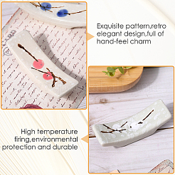 4 шт. 4-х цветные подставки для палочек в японском стиле с цветочным узором из фарфора DJEW-CP0001-33