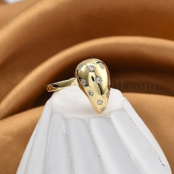 Кольца-манжеты для пальцев с покрытием из латуни с микропаве из прозрачного кубического циркония для женщин&nbsp;RJEW-M028-50G