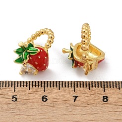 Серьги-каффы из клубничной латуни с микропаве из прозрачных кубических цирконий EJEW-F895-20G