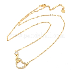 Латунный паве прозрачный кубический цирконий бесконечность сердце кулон nceklaces для женщин&nbsp;NJEW-V011-01G