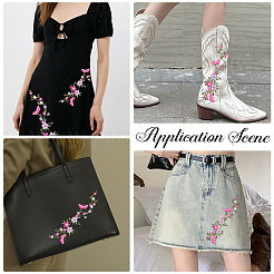 Полиэстеровый искусственный шелк цветок вышивка нитью приклеивание/пришивание заплаток PATC-WH20017-18C