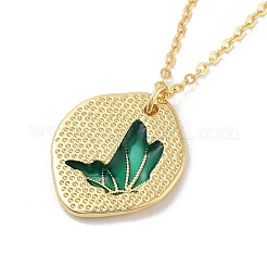 Латунная эмалевая цепочка с подвеской в виде бабочки NJEW-K379-01G-03