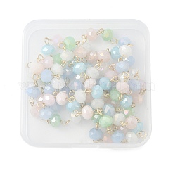 Гальванические стеклянные граненые цепочки рондель ручной работы из бисера&nbsp;AJEW-SZ0002-41B