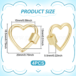 4 шт. латунные подвески-замки с винтовым карабином KK-UN0005-26