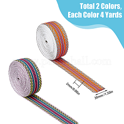 2 шт. 2-цветная плоская полиэстеровая полосатая лента в этническом стиле SRIB-DC0001-01