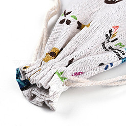 Поликоттон с принтом животных (полиэстер хлопок) упаковочные мешки сумки на шнурке ABAG-T004-10x14-34