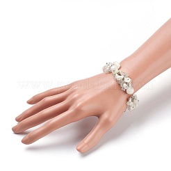 Серьги и браслеты с подвесками из натурального белого лунного камня SJEW-JS00972