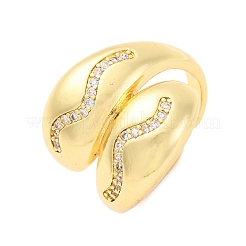 Латунные кольца-манжеты с микропаве и прозрачным цирконием для женщин&nbsp;RJEW-U047-29G