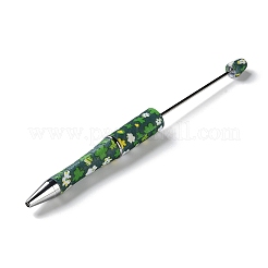 Пластиковые ручки из бисера с узором клевера&nbsp;AJEW-P115-01D