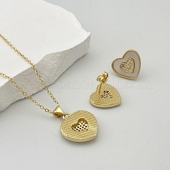 Комплект украшений из латуни с микропаве из кубических цирконий и ракушек&nbsp;FS-WG29B10-03