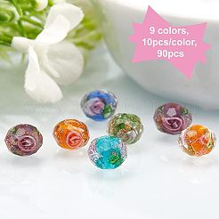 90шт 9 цвета ручной золотой песок бусины лэмпворк нити LAMP-OC0001-25