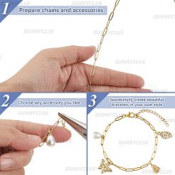 12 шт. 2 цвета 304 нержавеющая сталь скрепки цепи браслеты для мужчин и женщин&nbsp;BJEW-SC0001-63