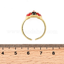 Латунные эмалевые микропаве прозрачные кубические цирконии открытые манжеты кольца для женщин&nbsp;RJEW-I111-05G-03