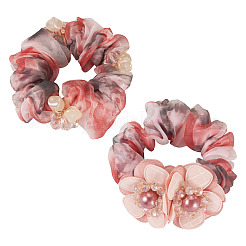 2 шт. 2 стиля шикарная однотонная французская атласная резинка для волос с косичками для элегантных причесок&nbsp;OHAR-TA0001-09