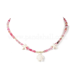 Летние ожерелья с подвесками в виде морских черепах из натурального окрашенного агата NJEW-JN05386-01