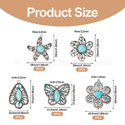 10шт 5 стиля подвески из синтетической бирюзы&nbsp;TIBEP-TA0001-13