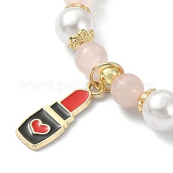 Круглый эластичный браслет из натуральных и синтетических драгоценных камней с бусинами BJEW-JB09588