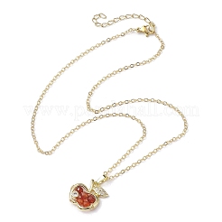 Ожерелья-подвески из латуни с микропаве из яблочного циркония и натуральным агатом (окрашенные) NJEW-TA00154