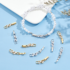 10 шт. 2-цветная застежка для часового ремешка из латуни с прозрачным кубическим цирконием KK-DC0001-43