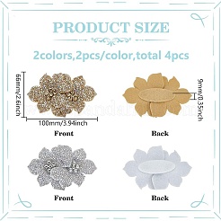 4 шт. 2-х цветные тканевые стразы для украшения обуви FIND-FG0003-55