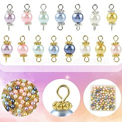 96 шт. 8-х цветные стеклянные подвески-соединители с жемчужинами&nbsp;PALLOY-FS00061