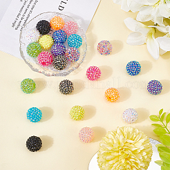 24шт 12 цвета смоляные бусины со стразами RESI-PA0001-04