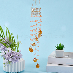 Цветочные круглые стеклянные бусины с кисточками HJEW-WH20020-007A