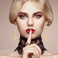 2 пара 2-х стильных сережек-подвесок из сплава в форме солнца и луны EJEW-AN0002-42