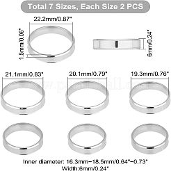 14 шт. 7 размер 201 нержавеющая сталь простое кольцо для мужчин и женщин&nbsp;RJEW-DC0001-06B