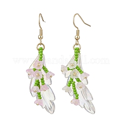 Серьги-подвески из стеклянных бусин ручной работы EJEW-MZ00546-01