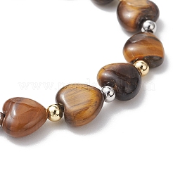 Эстампирующиеся браслеты для женщин из немагнитного синтетического гематита и натуральных драгоценных камней в форме сердца.&nbsp;BJEW-JB13447