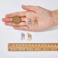 4шт 2 цвета латунные микропаве прозрачные кубические циркониевые подвески&nbsp;KK-DC0003-38