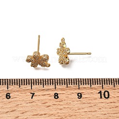 Фурнитура для сережек-гвоздиков из цветочной латуни с микропаве из кубического циркония KK-B152-01A-G