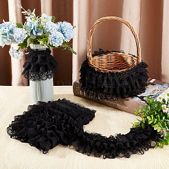 5 ярд 3-слойная плиссированная кружевная отделка из полиэстера и шифона OCOR-WH0082-01B