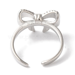 Открытые манжеты из латуни с бантом и микро-паве с прозрачным цирконием для женщин&nbsp;LS-RJEW-C098-05P