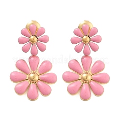 Серьги-гвоздики из нержавеющей стали 304 с эмалью EJEW-S226-01G-02