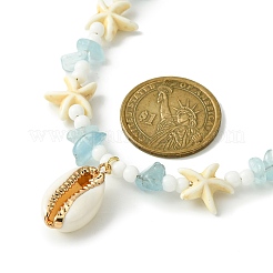 Колье с подвеской из натуральных ракушек NJEW-TA00108