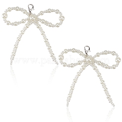 Пластиковые подвески-бантики для обуви с имитацией жемчуга&nbsp;DIY-WH20002-152D