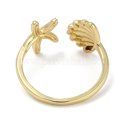 Кольца-манжеты в форме ракушки и морской звезды с покрытием из латуни для женщин RJEW-C114-07G