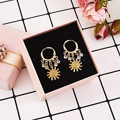 Серьги-кольца Huggie Sun из латуни с подвесками&nbsp;EJEW-SW00001-04