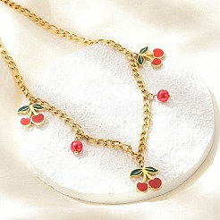 Ожерелья из нержавеющей стали 304 с красной эмалью NJEW-M091-01G