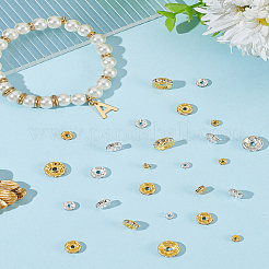 320 шт. 8 стиля латунные бусины-разделители со стразами в форме ронделла KK-LP0001-57